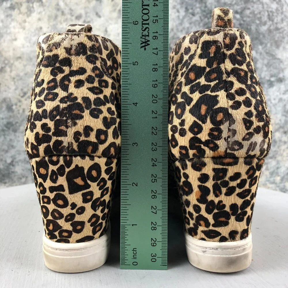 Linea Paolo Women's Size 11M Felicia Leopard Calfhair High Heel Wedge Sneakers